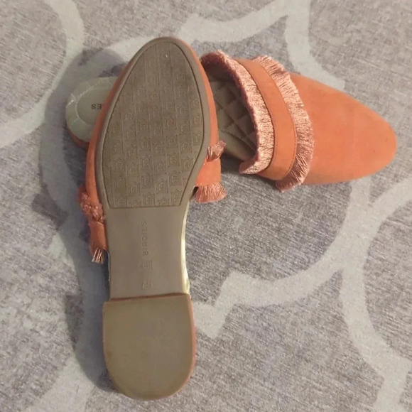Birdies Ani Slide Coral Fringed Mule Flat 7.5 - Picture 2 of 4